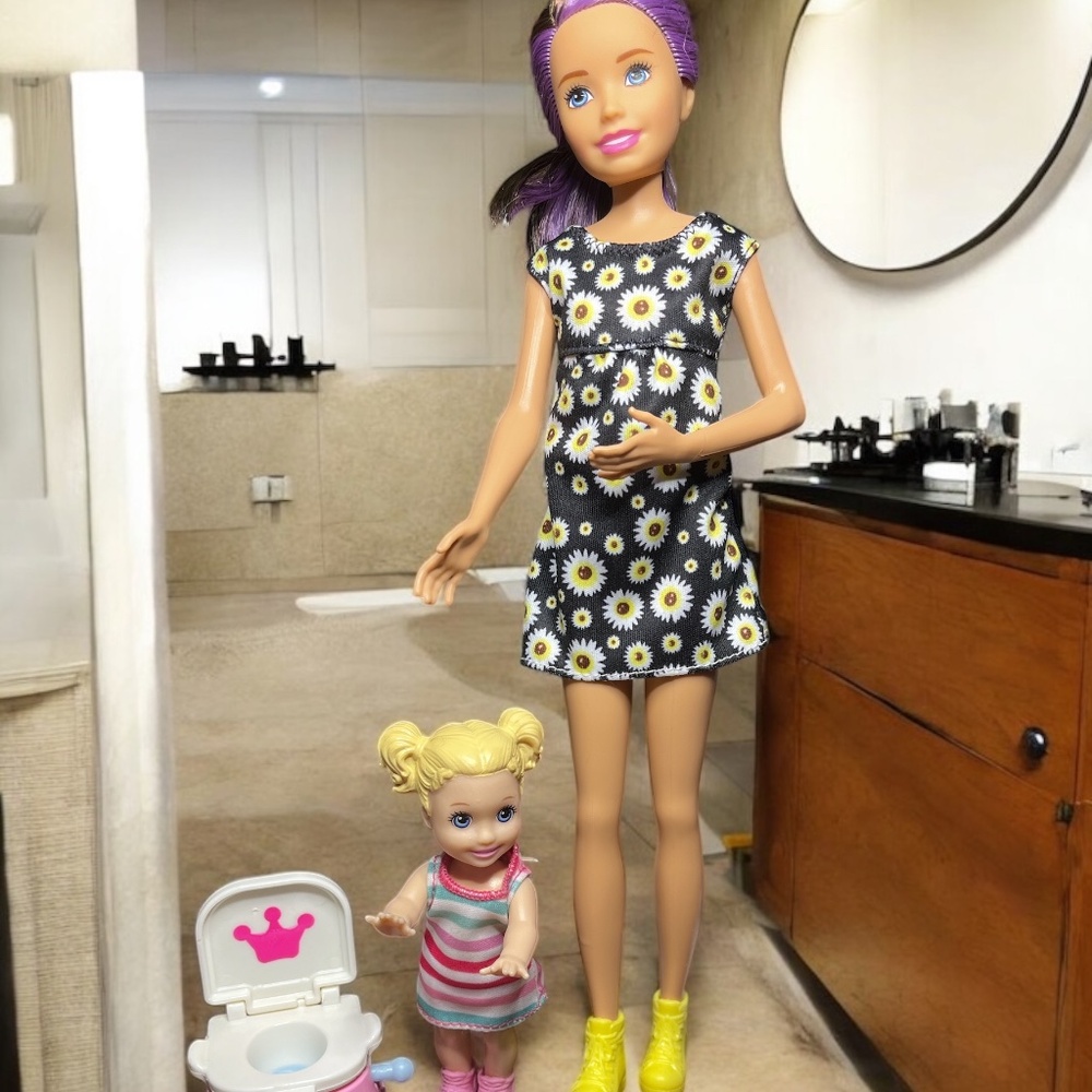 Mattel - Barbie Skipper Babysitter Inc. Line w/Kelly, Potty, and Bath Accessorie
